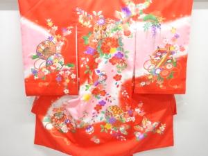 毬に花鳥模様子供着物(内袖・長襦袢付き)